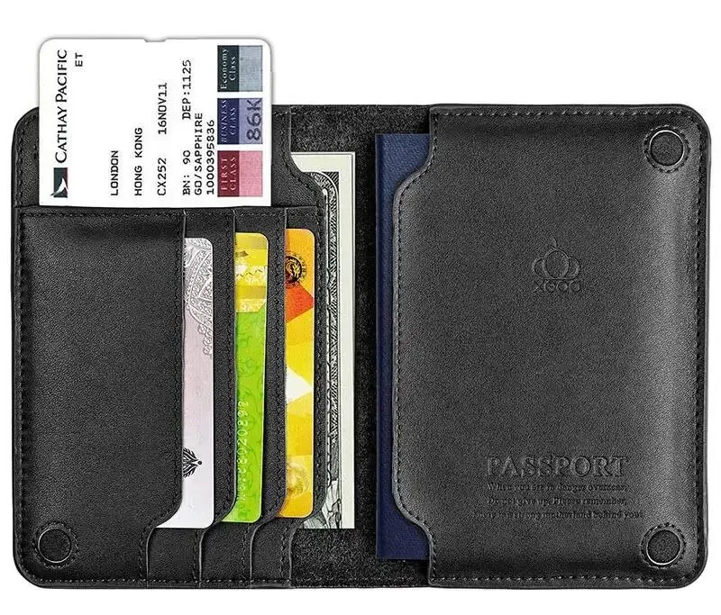 vm fashion kiss étui de passeport en cuir véritable avec fermeture magnétique, design minimaliste, porte-monnaie