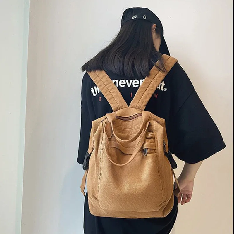 Sac d'ordinateur haute capacité pour jeunes étudiants, sac à main en toile à la mode, sac à dos pour femmes pour le rangement de voyage