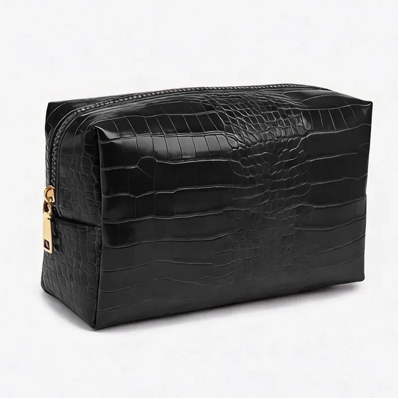 grande pochette de rangement pour cosmétiques imperméable à fermeture éclair, nouvelle mode, en cuir pu crocodile, sac à cosmétiques pour femmes