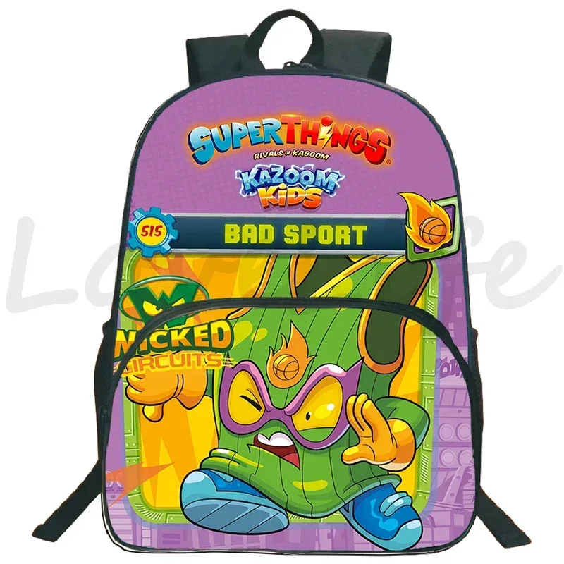 jeu superzings sac à dos 16 pouces garçons filles bookbag dessin animé sac à dos superthings sacs d'école étudiants sacs de voyage sac à dos à fermeture éclair