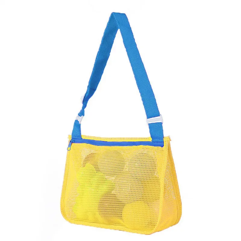 sac de rangement en filet à cordon pour enfants, sac de plage portable en filet, sac organisateur de plage à bandoulière en maille pour enfants