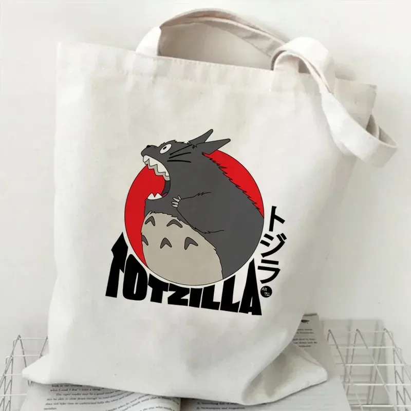 femmes dessin animé eco réutilisable sac à provisions femme épaule shopper sac fourre-tout studio ghibli collège sac à main rétro grandes dames