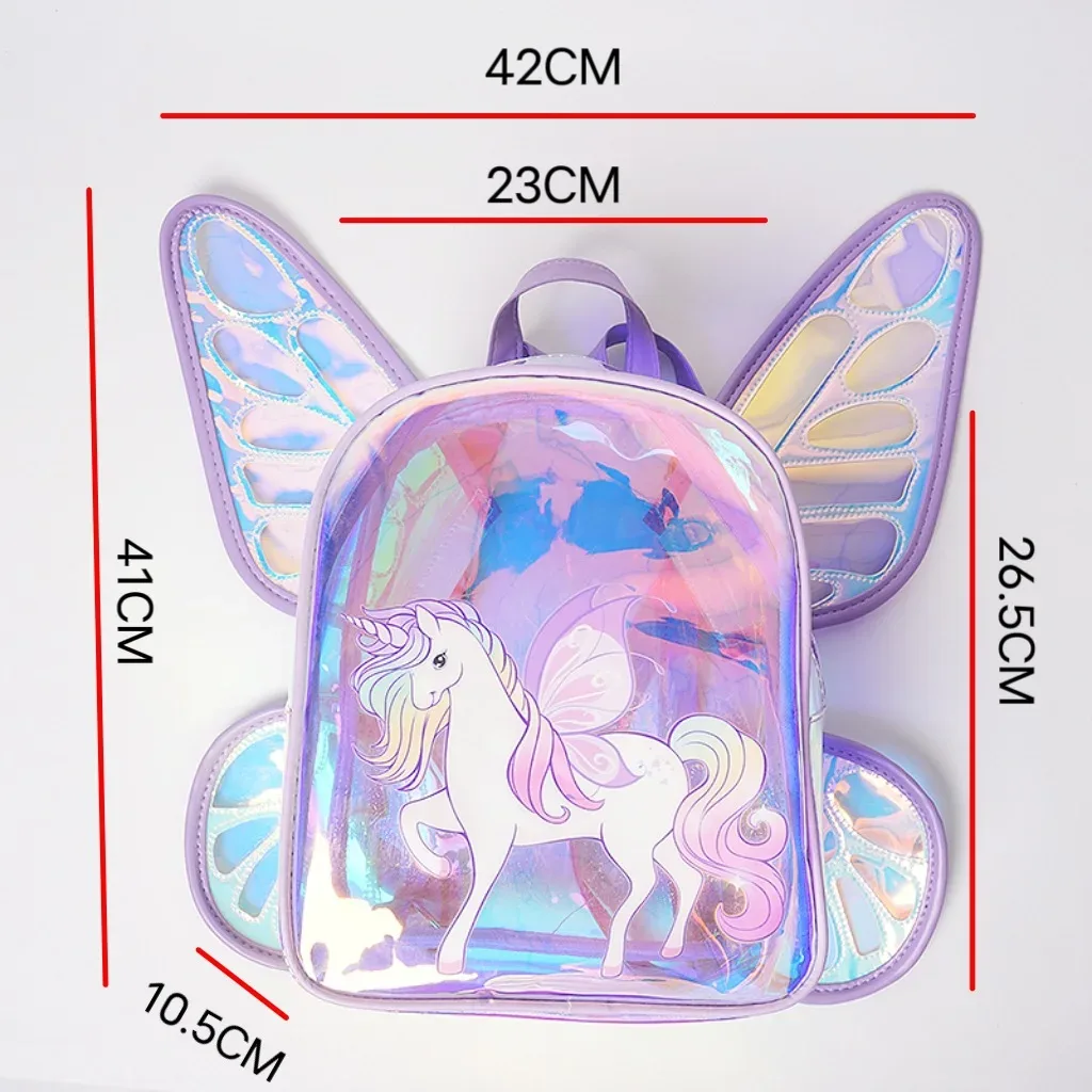 nouvelle mode ailes de papillon sac à dos sac à dos pour enfants mignon licorne transparent tpu sac à dos à la mode