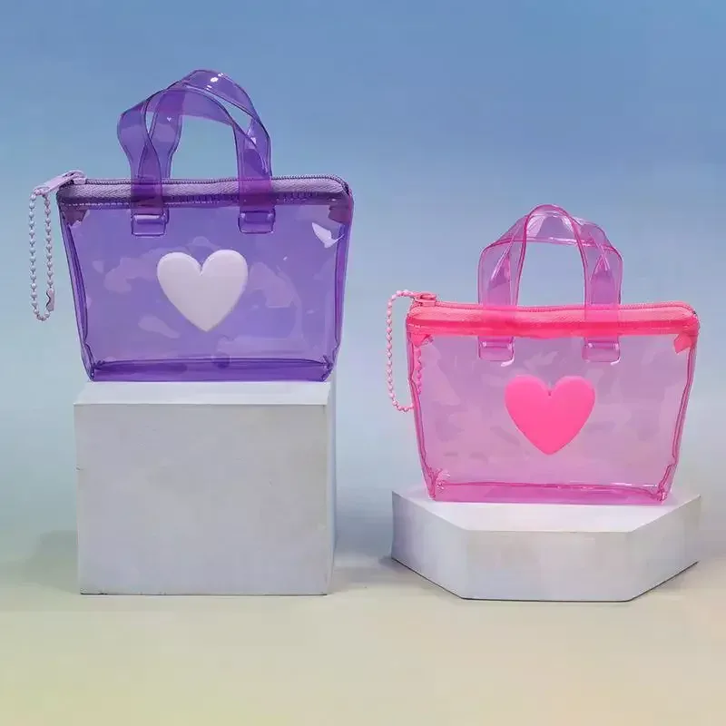 sac de rangement uni en forme de cœur, mini porte-monnaie étanche, porte-clés portable, étui pour écouteurs