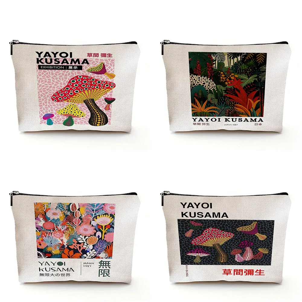 yayoi kusama dame sac à main de mariage sacs de maquillage art japonais fille sac cosmétique double impression femmes organisateur de voyage portefeuille enfant