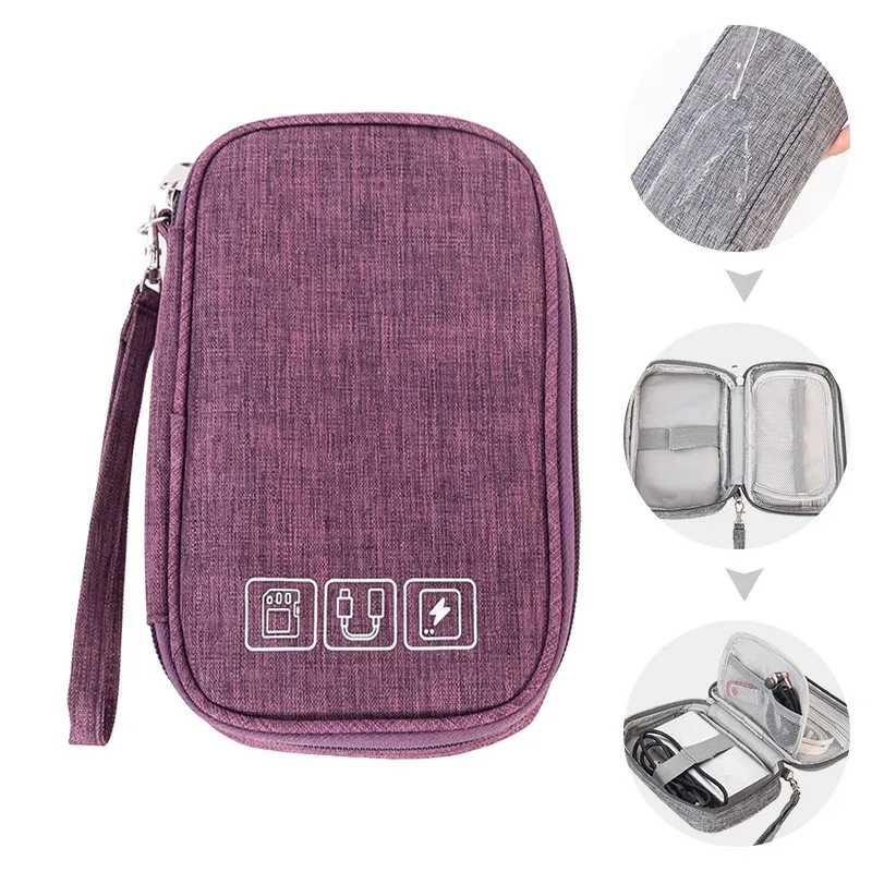 nouveau sac de rangement de voyage organisateurs de rangement de câbles pochette étui de transport portable étanche double couches sacs de rangement pour cordon de câble
