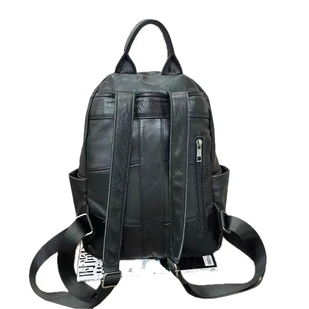 sac à dos en cuir de vache véritable noir pour femme, sac à dos décontracté pour femme, sac de voyage initié, sac à dos d'école antivol pour filles