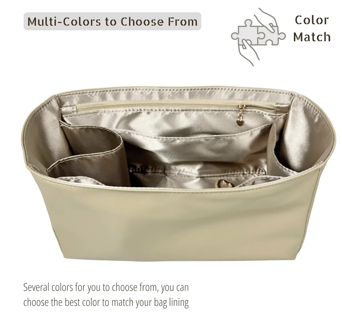 organisateur compatible avec les sacs speedy, 20, 25, 30, 35, 40, insert pour sac à main, doublure en soie, cuir vegan imperméable avec poche zippée