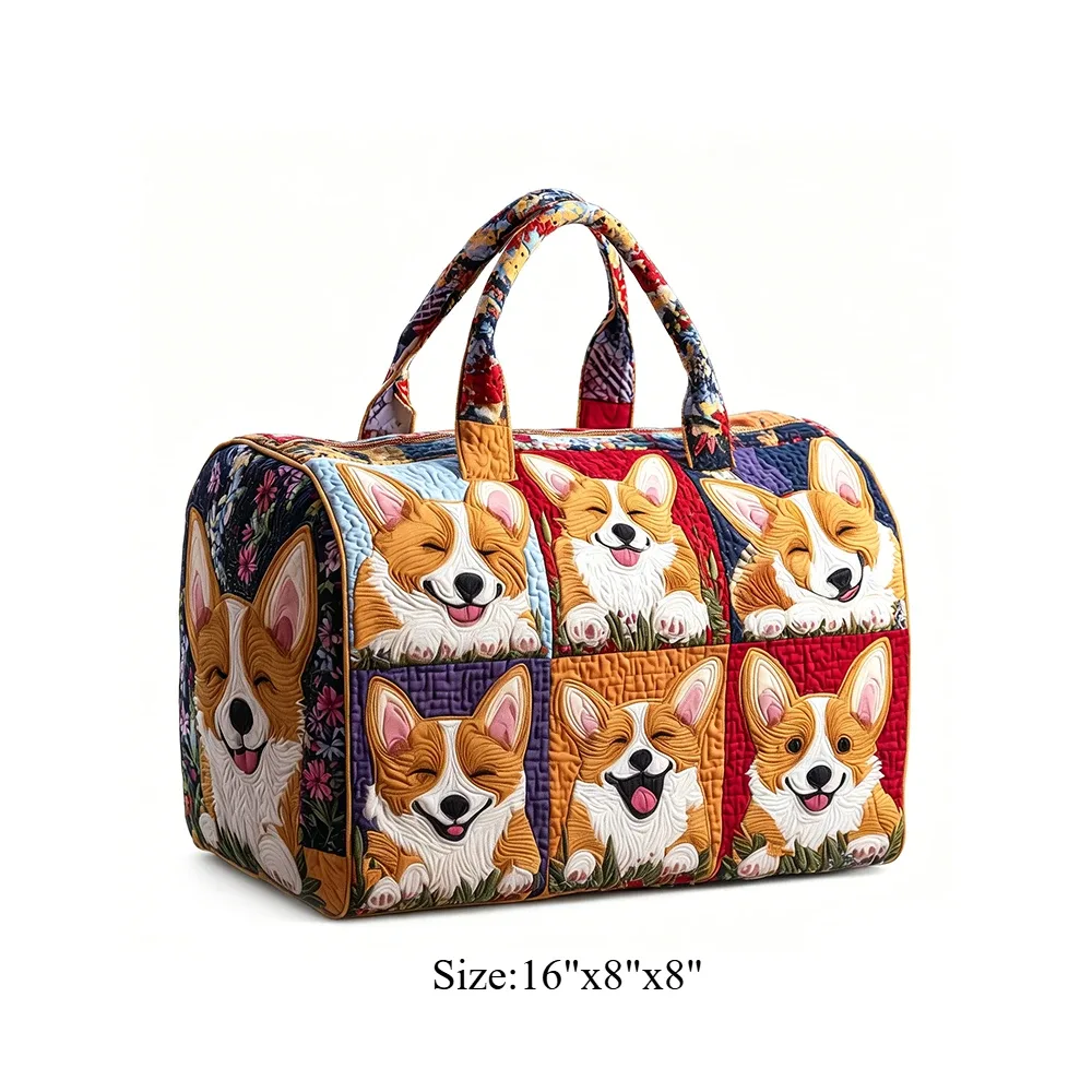 sac de voyage matelassé corgi pour femme, sac de week-end imprimé animal 3d, sac fourre-tout de voyage, sac de sport pour vacances d'été, bagage de nuit, pour les amoureux des animaux