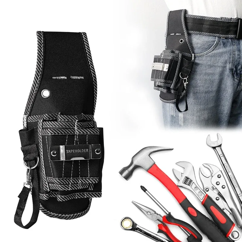 Sacoche de ceinture multifonctionnelle et portable pour outils, étui de rangement pour perceuse, pochette de ceinture pour électricien et réparations