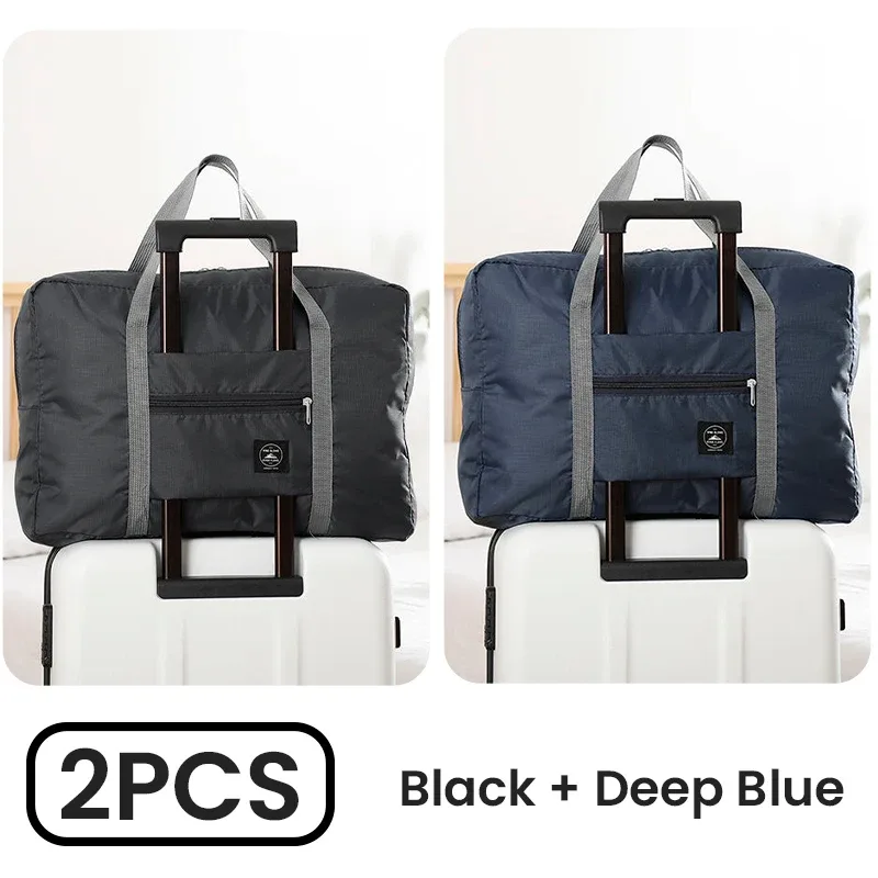 lot de 2 sacs de voyage pliables pour compagnie aériennes, sac à main pour week-end, fourre-tout d'hôpital de nuit, sac de sport pour femmes et hommes