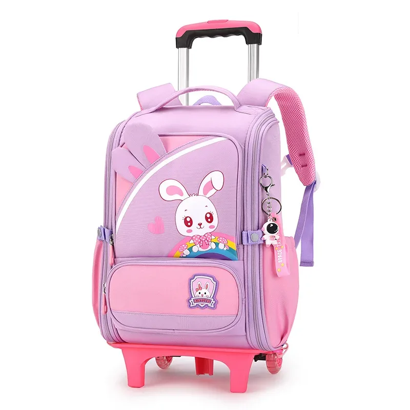 mignon lapin étudiant sac à roulettes pour filles enfants école sacs à dos roulants sac à dos à roulettes sacs d'école avec roues chariot sacoche
