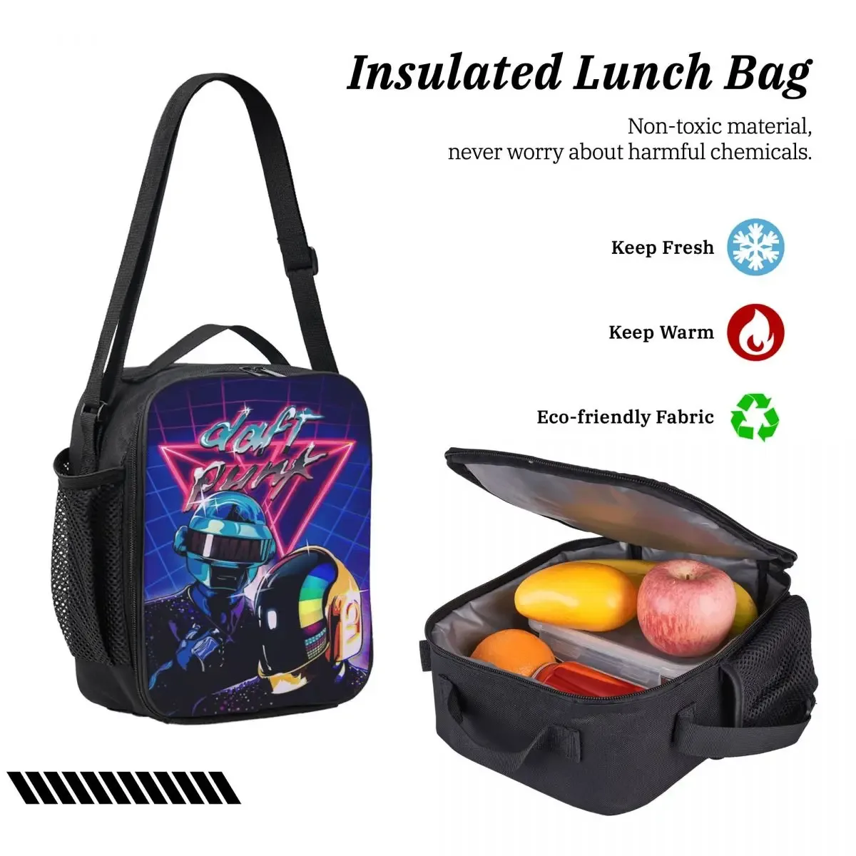daft punk – ensemble de sacs à dos de musique électronique pour enfants, boîtes à crayons, ensembles de sacs à livres avec boîte à déjeuner, sac de jour pour écoliers, 3 pièces