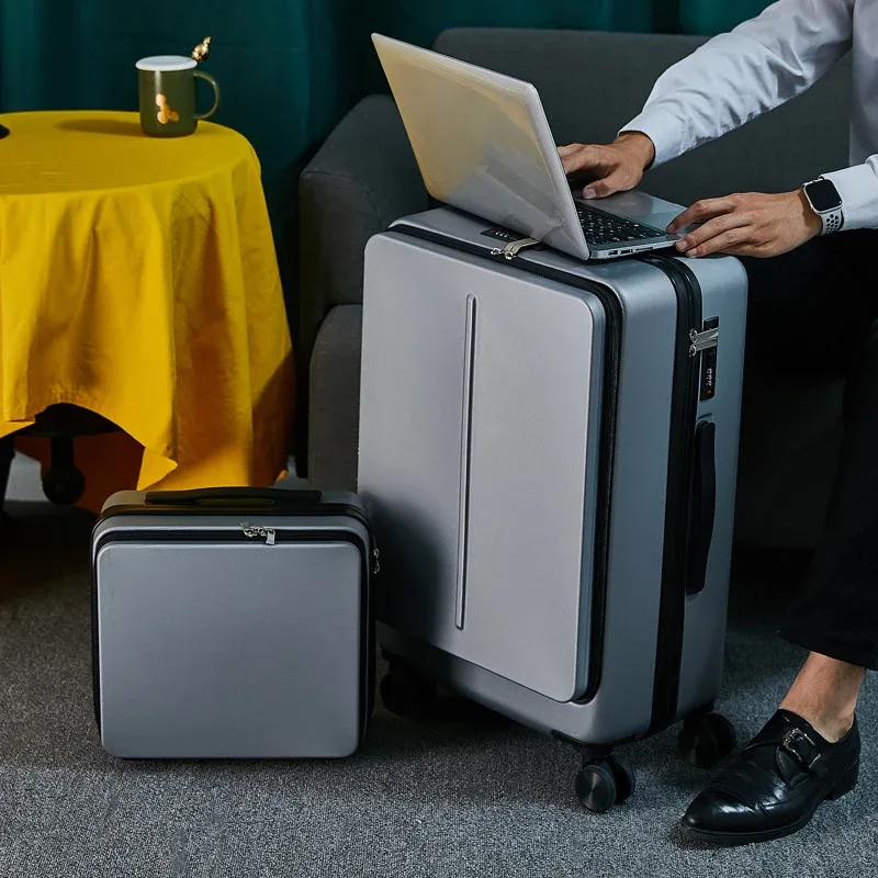 valise à roulettes avec sac pour ordinateur portable pour homme, voyage d'affaires, roue universelle, chariot, boîte pc, bagage à roulettes, nouveau, 20 po, 24 po