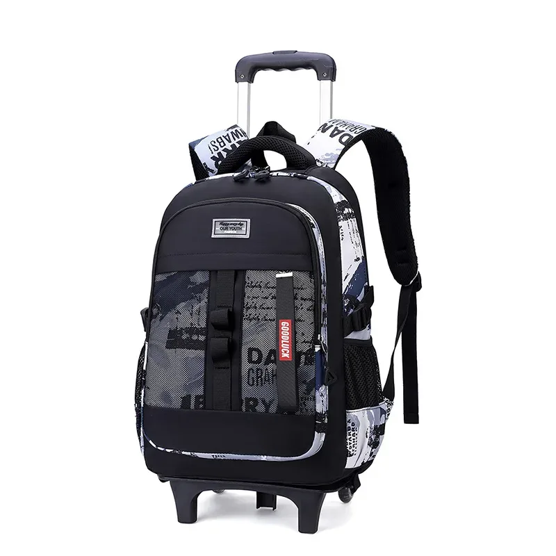 sac de chariot d'école pour adolescents garçon enfants étudiant sac à dos roulant sac d'école avec roues sac à dos à roulettes de voyage sacs de livre