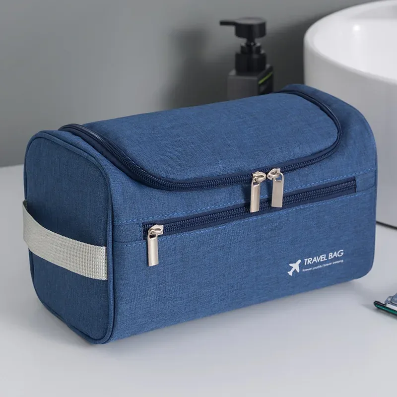 sac de rangement cosmétique étanche pour hommes, organisateur de toilette de voyage en nylon de grande capacité, pochette de lavage de maquillage à fermeture éclair suspendue pour femmes