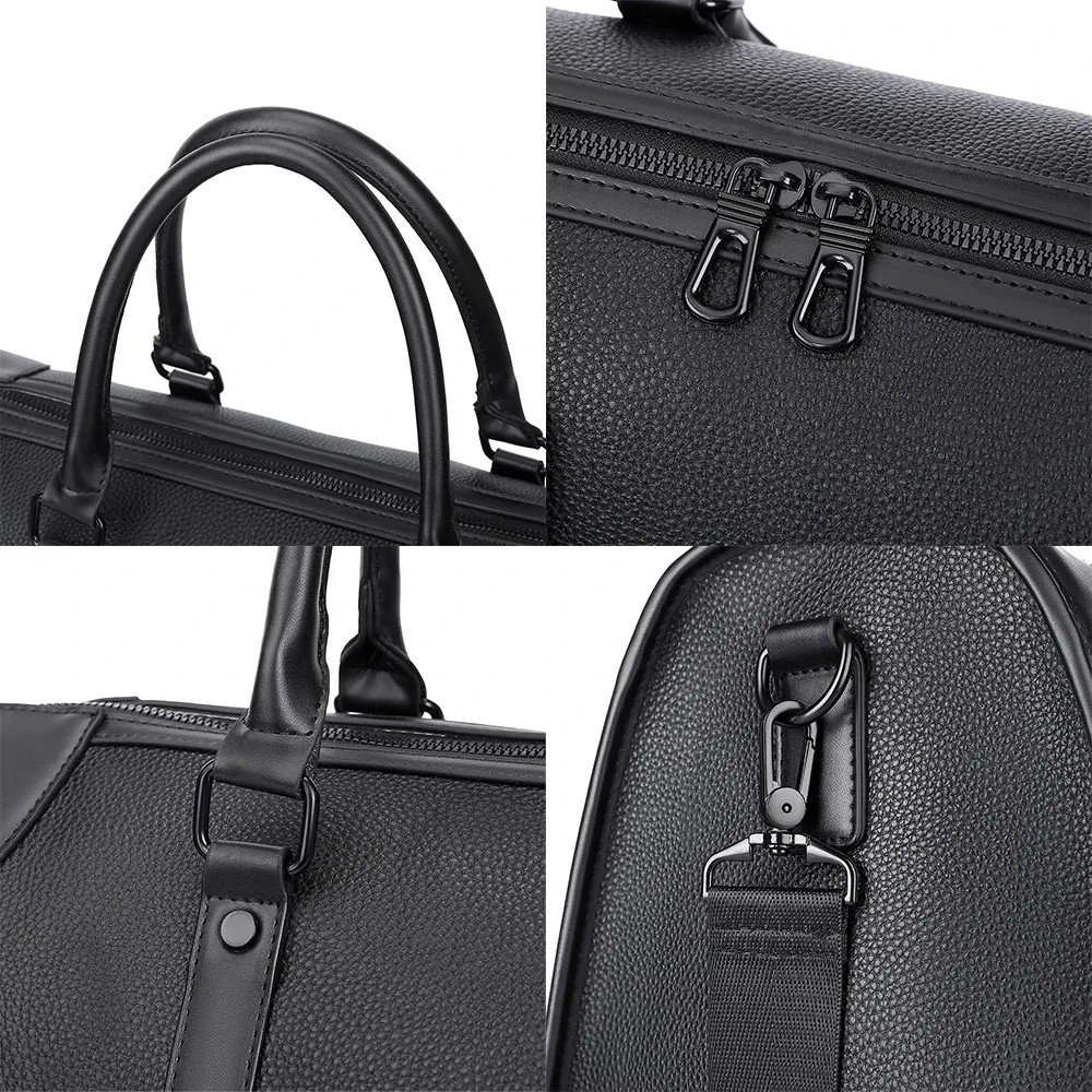 sac fourre-tout de luxe pour hommes, grande capacité, avec compartiment pour ordinateur portable de 15,6 pouces, en matériau pu imperméable, léger, pour les voyages, la salle de sport, l'école