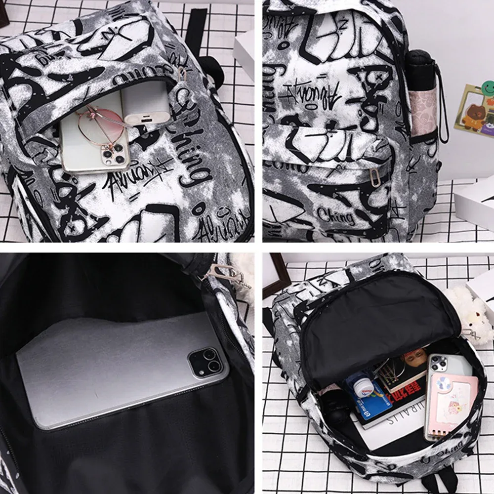 sac à dos en nylon pour femmes, imprimé graffiti, sacs d'école imperméables, sac à bandoulière de grande capacité pour étudiants