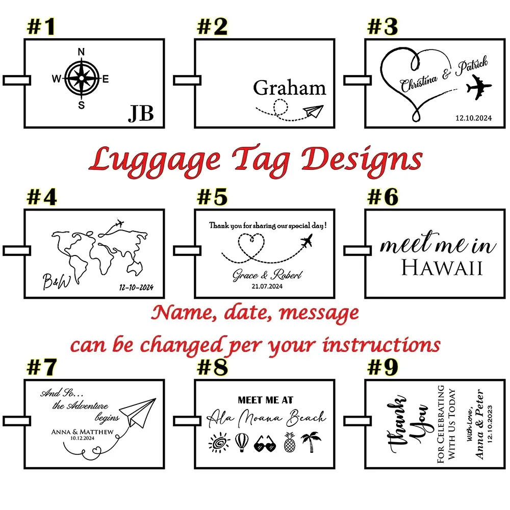 étiquette de bagage en cuir pu personnalisée monogrammée, étiquettes de bagage de voyage pour couple, cadeau de mariage, de réception nuptiale, pour la famille et les amis