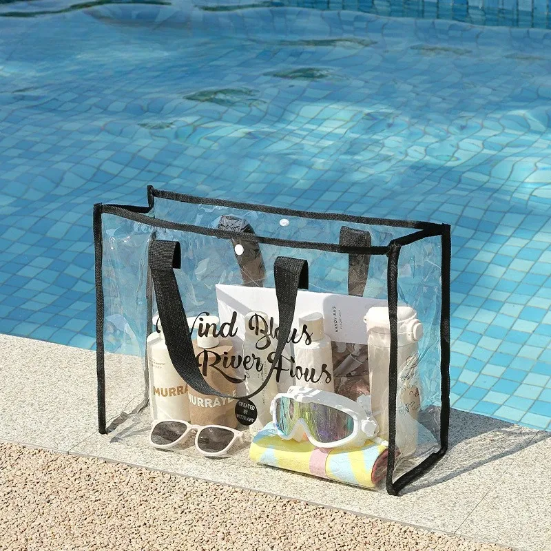 sac de natation portable en pvc, sac de rangement pour cosmétiques, sac de toilette transparent multifonctionnel étanche, sac de plage de grande capacité zy118