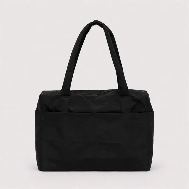 sac fourre-tout en nylon grande capacité, imprimé léopard à carreaux, design multi-poches, sac à bandoulière, sac de voyage pliable, sac à main