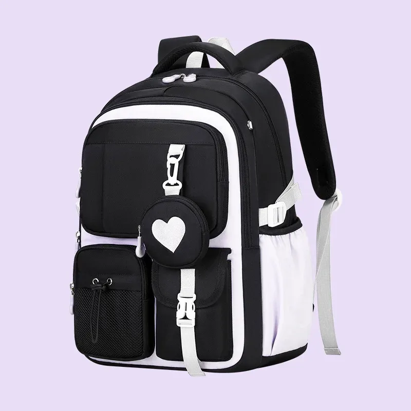 sac à dos scolaire, trousse et sac à déjeuner, ensemble trois pièces, tissu nylon imperméable, pour garçon, fille, adolescents, tendance