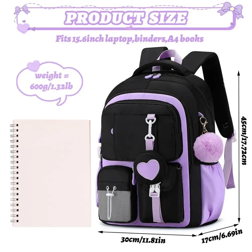 sac à dos grande capacité avec trousse intégrée, série love, design orthopédique, style princesse, multifonctionnel