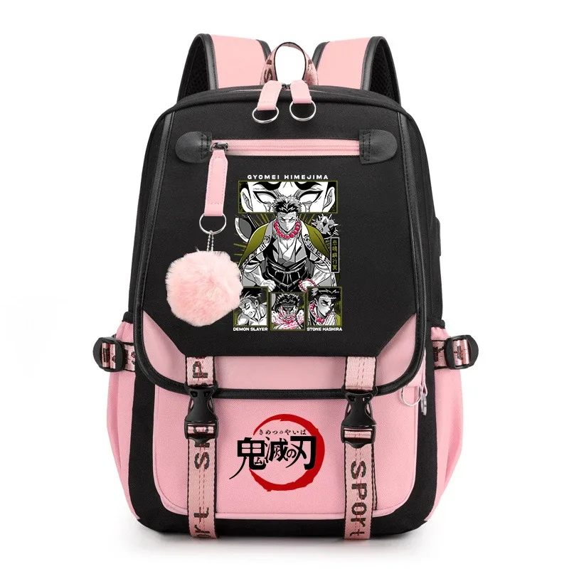 sac à dos imprimé demon slayer anime pour filles, sac à dos d'école décontracté, sac à dos de voyage léger pour adolescents