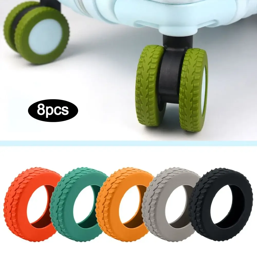 8 pièces bagages de voyage roulettes chaussures valise en Silicone roues Protection couverture silencieuse chariot boîte roulettes couverture bagages accessoires