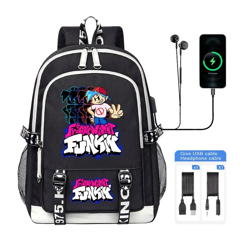 vendredi soir funkin enfants sac à dos haute qualité usb garçon fille sac d'école grande capacité hommes étudiants ordinateur portable sac à bandoulière