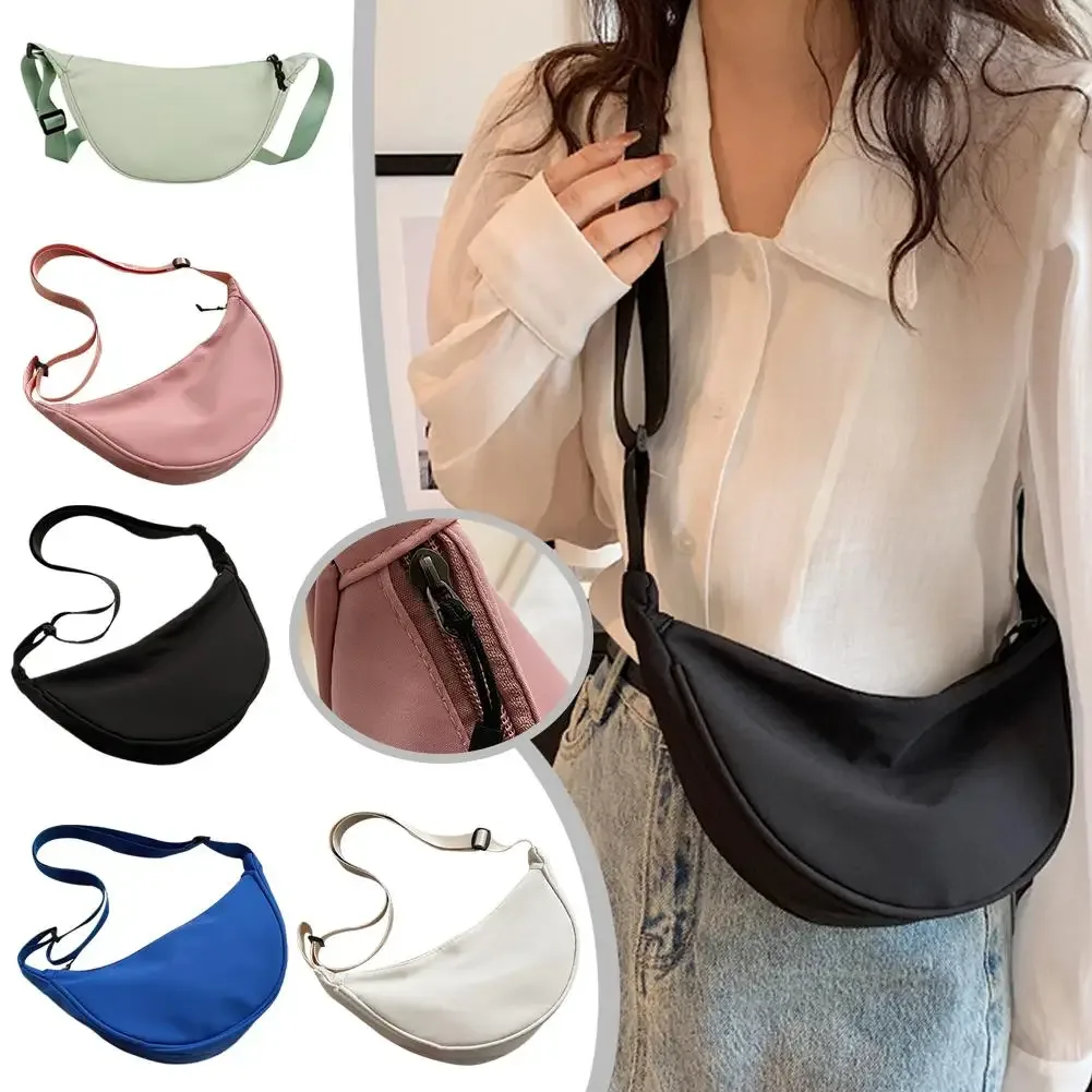 sac à bandoulière en nylon pour femmes, mode portable décontracté hobos sport poitrine sac sous les bras étudiants forme de boulette épaule b x7r8