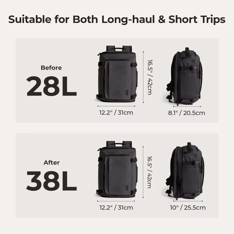 bagsmart – sac à dos pour hommes, pour cabine, valise de grande capacité, sacs à dos de voyage, sac à dos étanche pour ordinateur portable