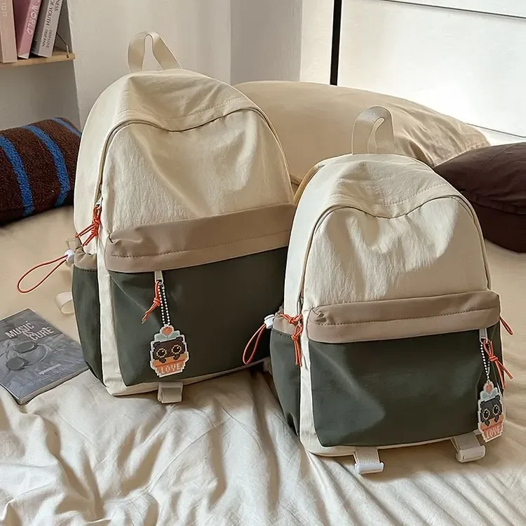 nouveau sac à dos de style japonais esthétique, léger, grande capacité, bicolore, pour jeunes.