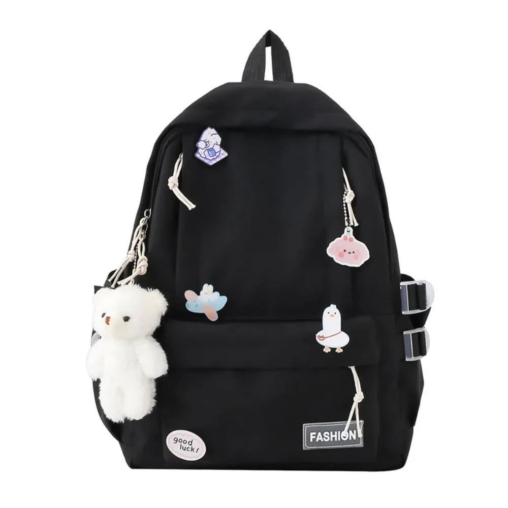 nouveau sac d'école de grande capacité portable couleur unie sac à dos léger sangle réglable sac de voyage en toile unisexe