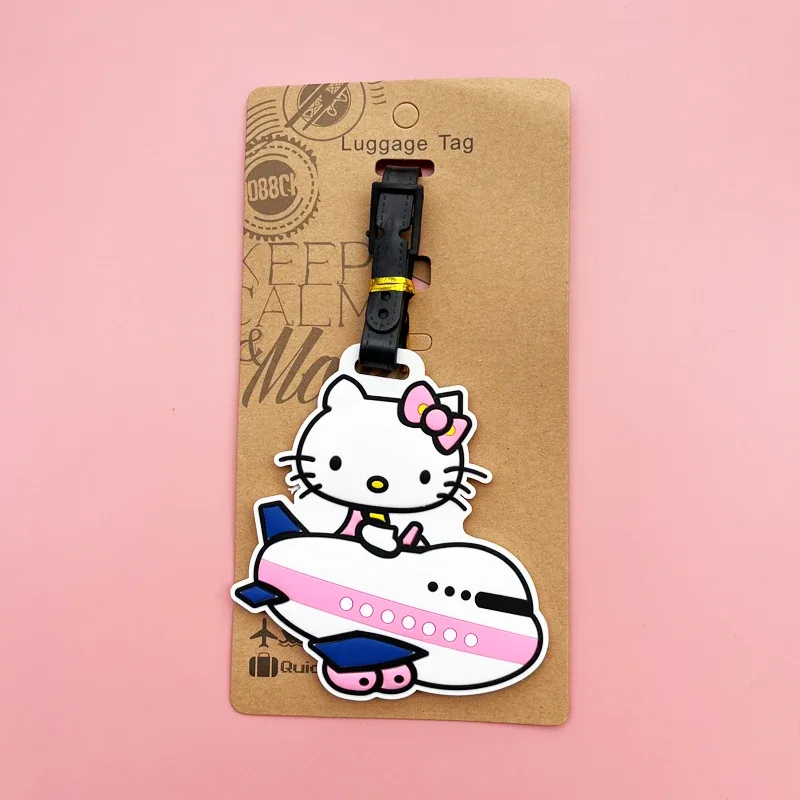 étiquette de bagage hello kitty, étiquette de bagage kuromi mignonne, valise de dessin animé, porte-adresse d'identification, bagages d'embarquement portables