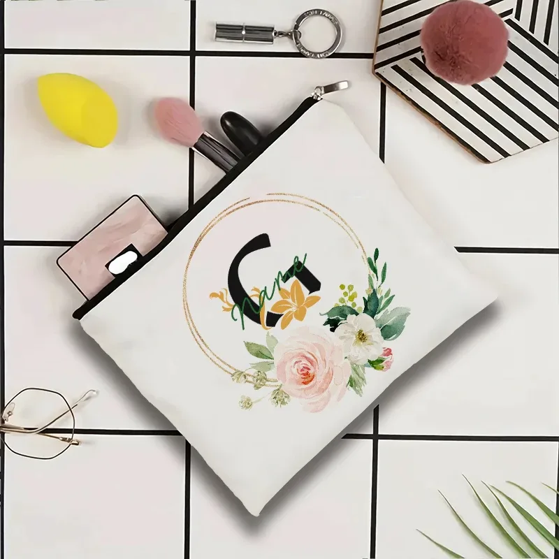 pochette à cosmétiques personnalisable avec nom, pochette à cosmétiques pour fête, pochette à cosmétiques de voyage, sac de maquillage pour mariage, organisateur avec doublure intérieure en toile pour femme