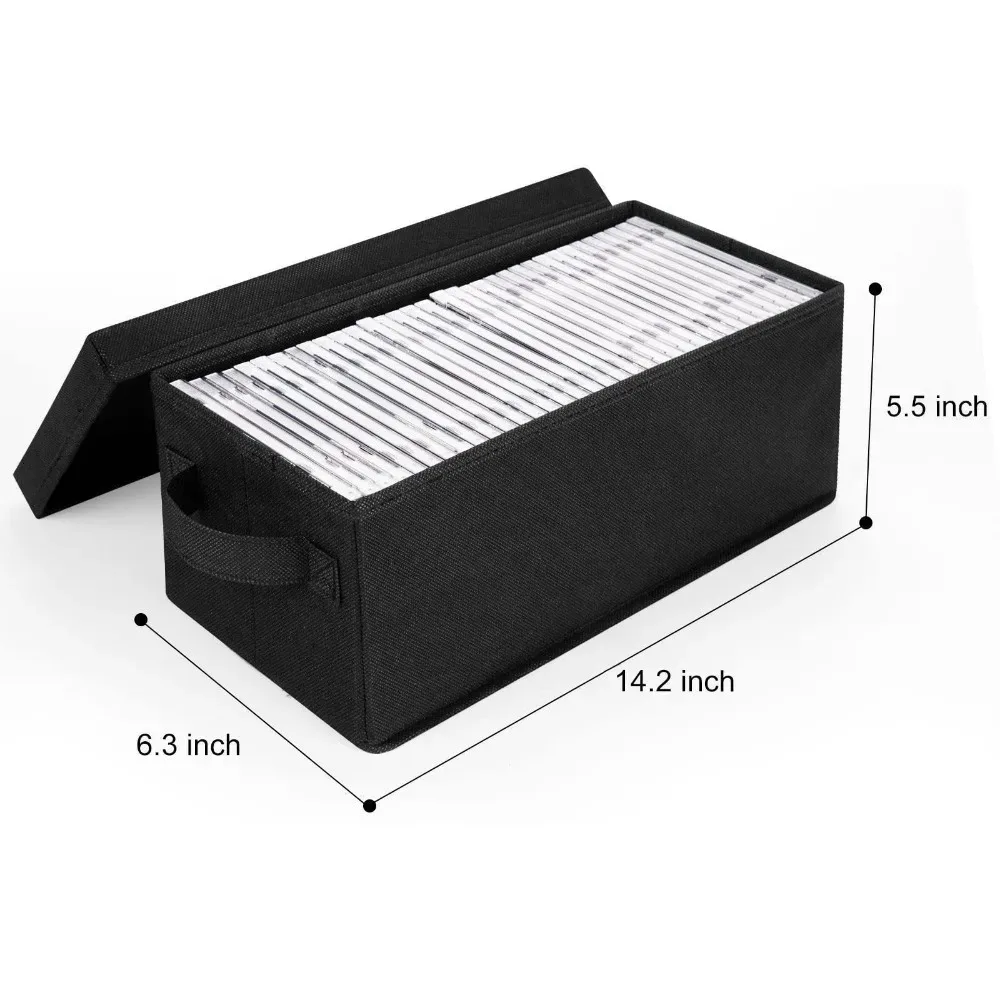 boîte de rangement pliable pour cd et dvd avec couvercle, organiseur de médias, conteneur en tissu non tissé pour jeux vidéo, livres, vêtements, armoires