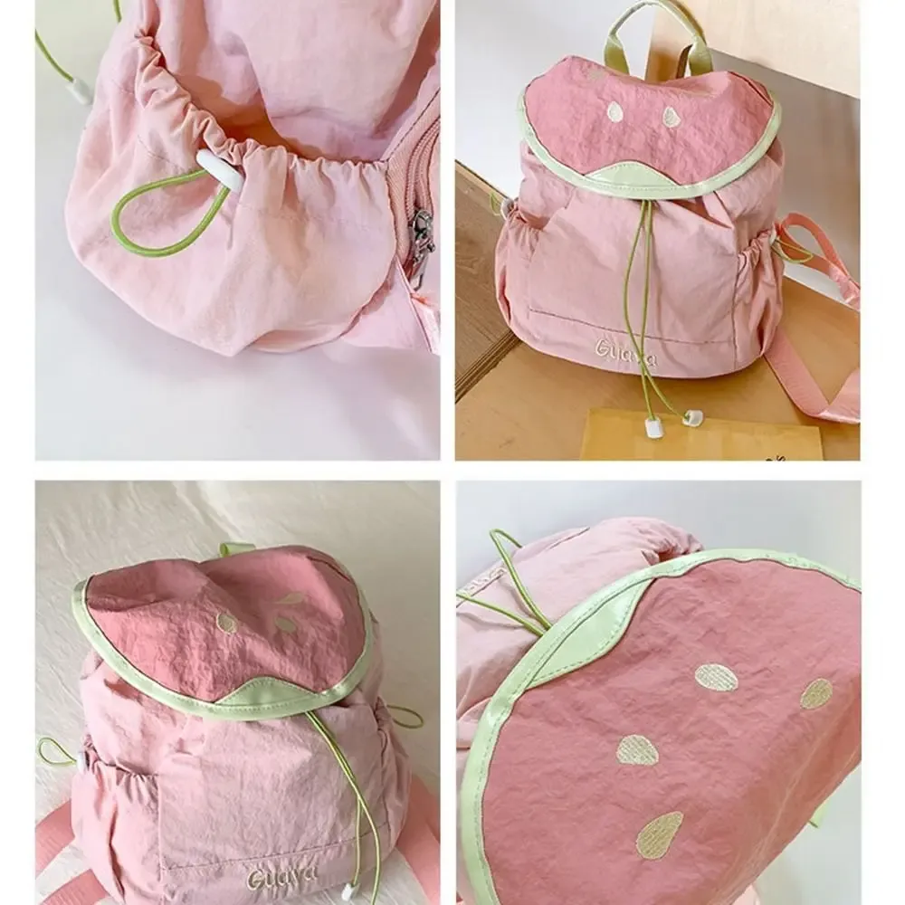 sac à dos coréen de style outdoor avec cordon de serrage, couleur dopamine, en nylon, pour voyage, grande capacité, pour la randonnée, sac à bandoulière