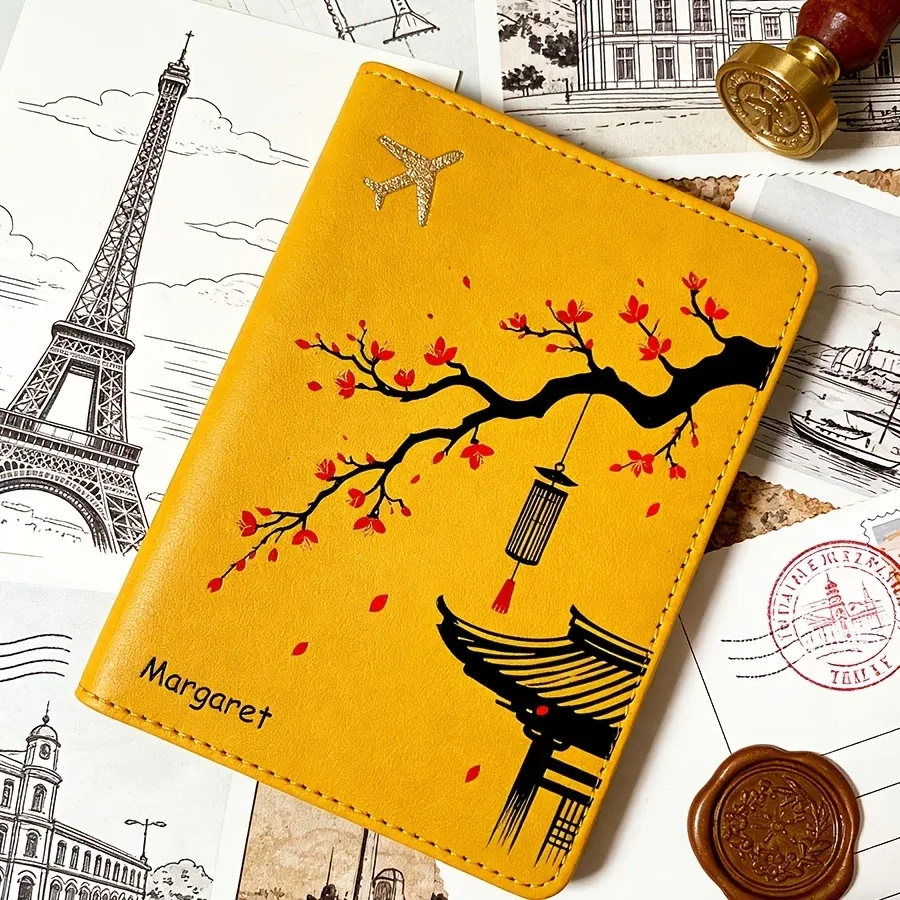 porte-passeport personnalisé à motif floral, léger, portable, portefeuille de voyage, porte-cartes, cadeau essentiel pour les vacances
