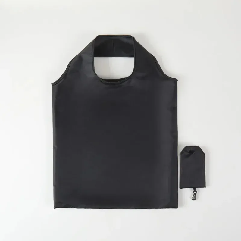 sac de shopping en polyester uni pour femmes, écologique, pliable, réutilisable, sac fourre-tout portable pour les courses et les voyages.
