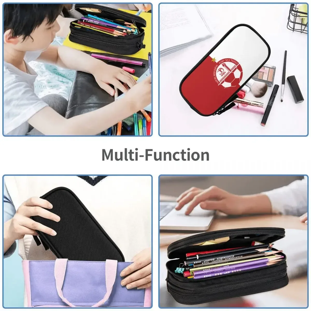 hapoel beer sheva big capacity pencil pen case office college school large storage bag pouch holder box organizer