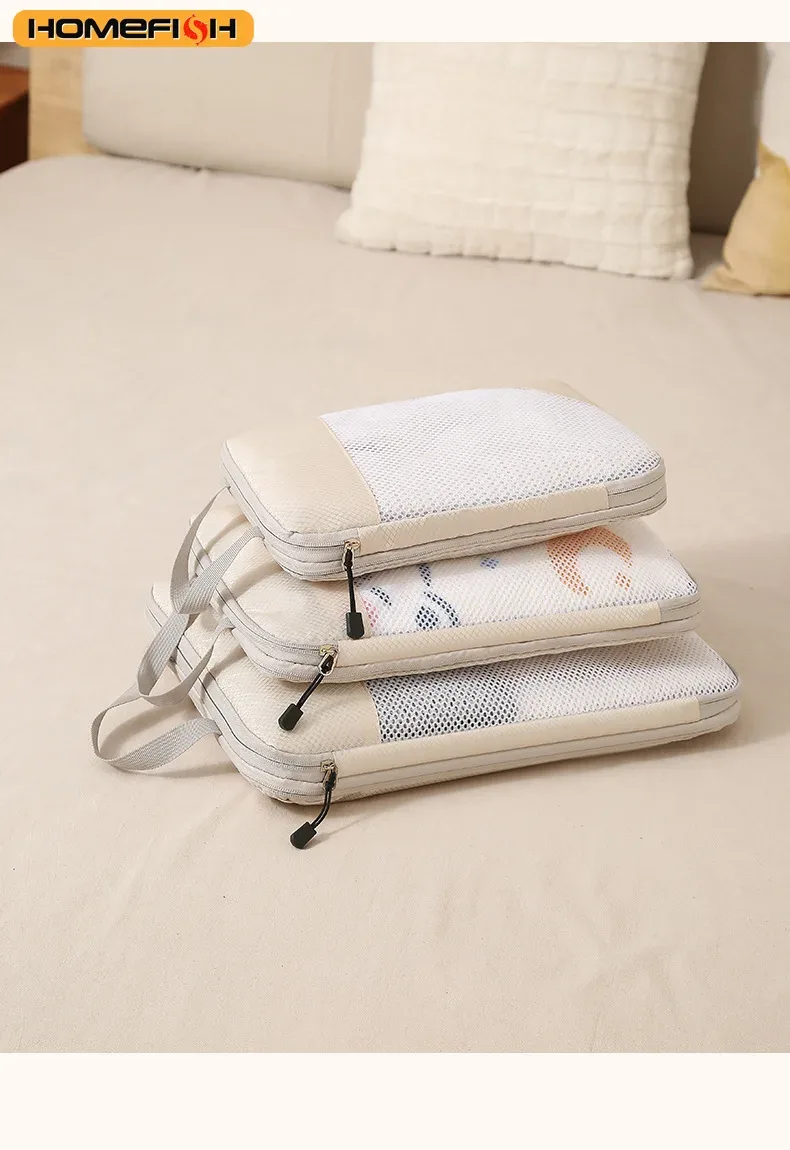 homefish lot de 3 cubes de compression de voyage, organisateur de bagages, accessoires de voyage, bagages à main