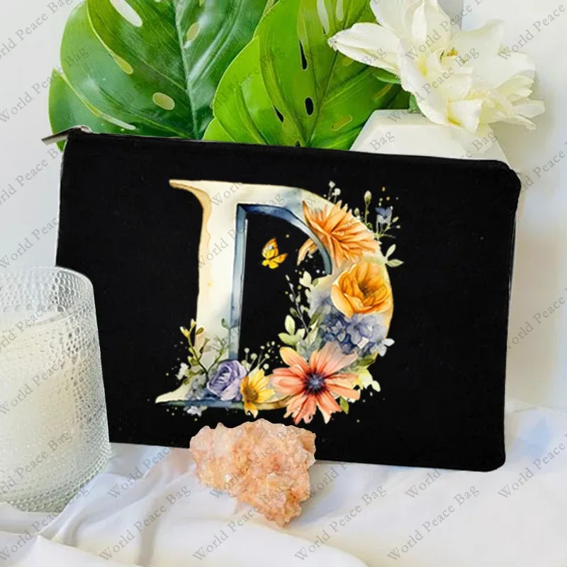 1 pc sac à lettres initiales sac de maquillage avec lettres pour femmes sac à cosmétiques initiales a-z sac de maquillage personnalisé sac de voyage, cosmétique initial