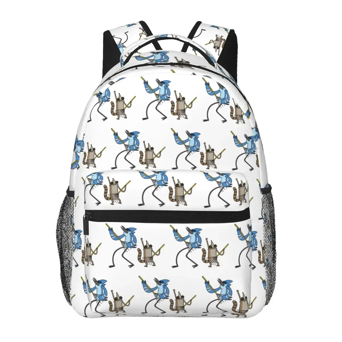mordecai and rigby regular show – sacs à dos graphiques avec personnages de dessins animés, cartable pour garçons et filles, sacs d'école, sac à dos de voyage, sac à bandoulière