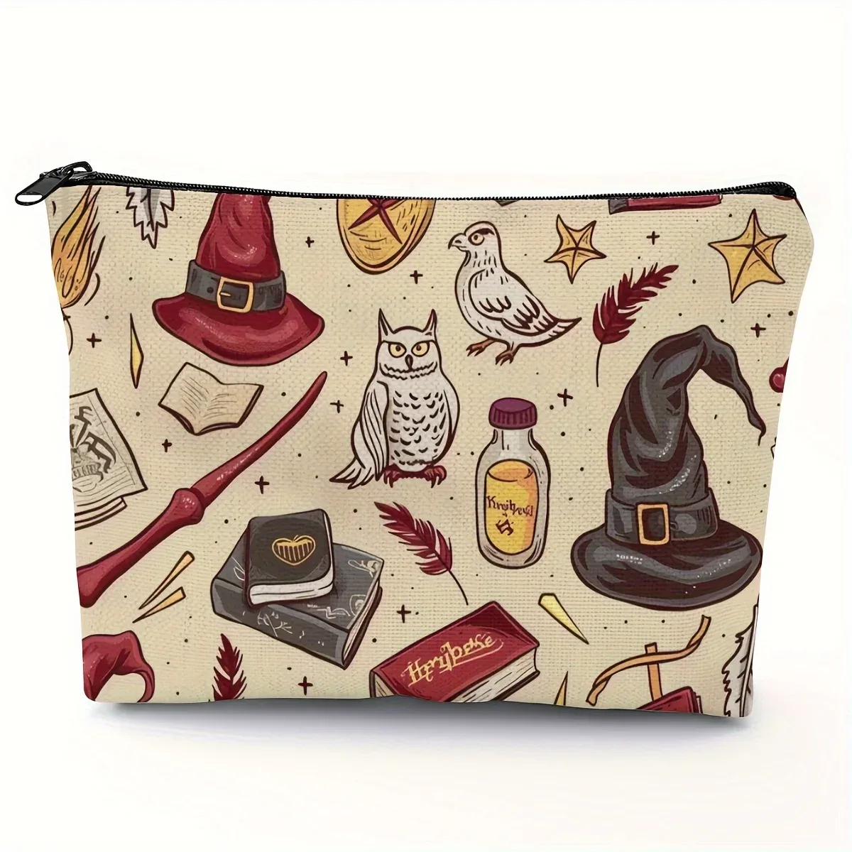 trousse de maquillage wizard 1 pièce, pochette cosmétique pliable et légère avec fermeture éclair, organisateur de voyage idéal et mignon, cadeau d'anniversaire