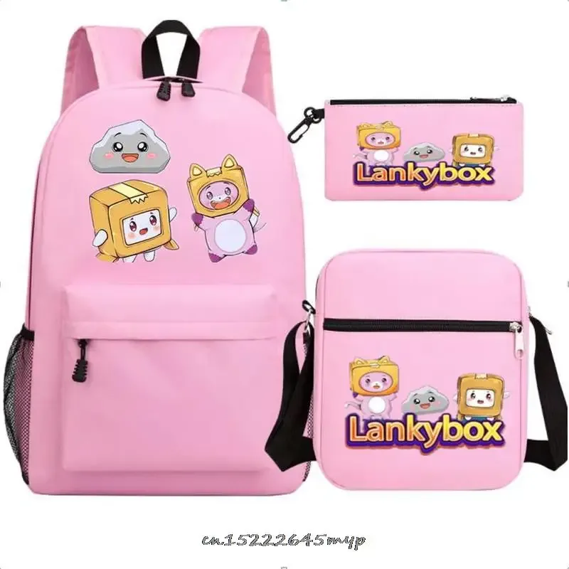 ensemble de sac à dos anime lankybox pour enfants, sacs d'école pour garçons et filles, sac à dos de voyage pour hommes et femmes, sac à dos pour adolescents, cadeau mochila, 3 pièces