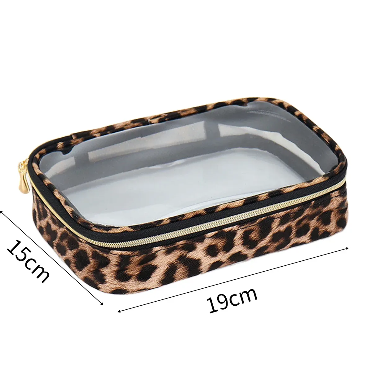 sac de maquillage transparent imprimé léopard, grande capacité, organisateur de cosmétiques de voyage, sac à cosmétiques étanche à fermeture éclair