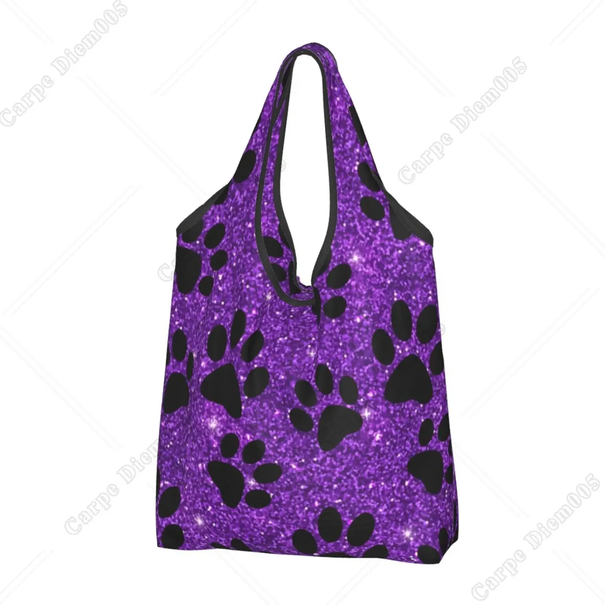 sac fourre-tout mignon pour femme, pattes de chien violet, sac de shopping pliant, travail de shopping, marche en plein air, mode sans fermeture à glissière, cuillère à soupe, rotterdam, kle