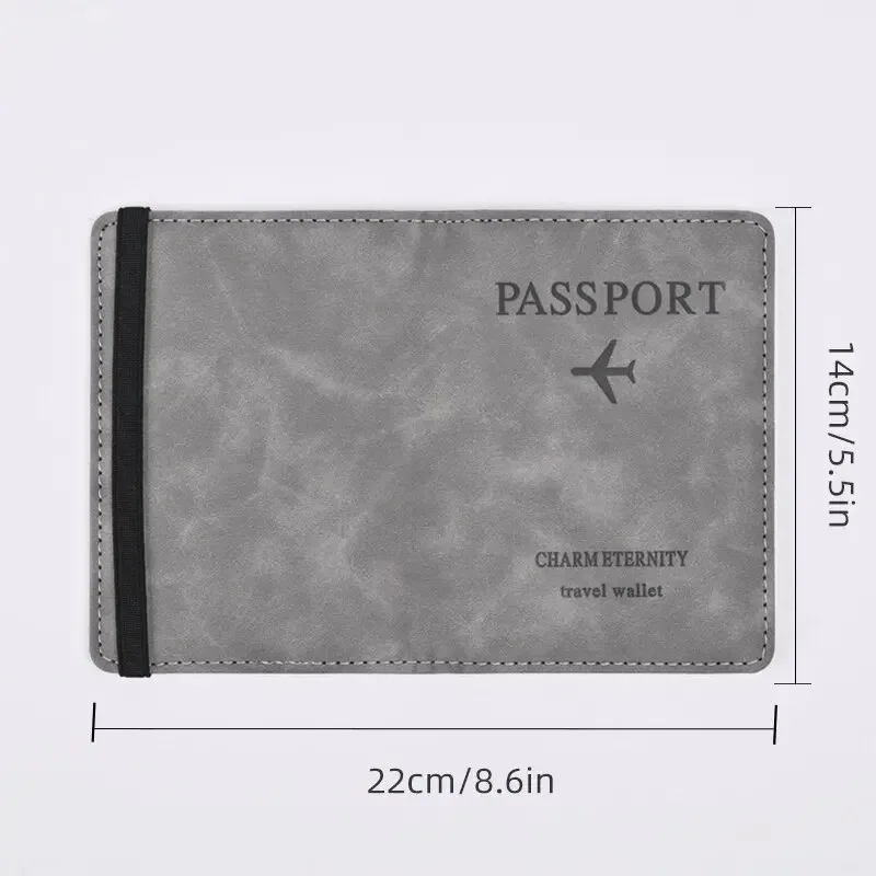 sac à passeport avec sangle en cuir pu, porte-passeport rfid, étui de protection, portefeuille de voyage à l'étranger, rangement de cartes, billets, sacs à main