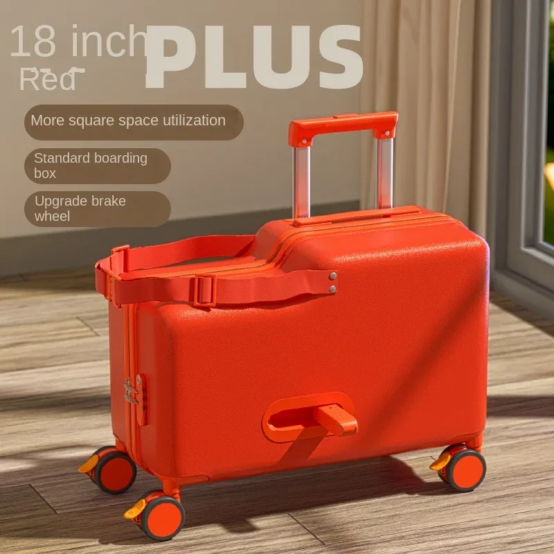 valise pour enfants de 21 pouces, valise de voyage en cabine assise pour monter, garçon et fille, cheval en bois, boîtier de chariot pc, roue de frein universelle, bagages pour bébé